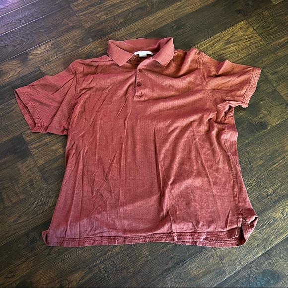 Perry Ellis Pima Cotton Textured Knit Polo Shirt Terra Cotta XL - Picture 2 of 3